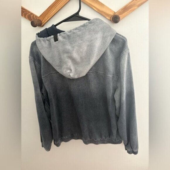 7 For All Mankind Dark Gray Hooded Jacket - Picture 3 of 8